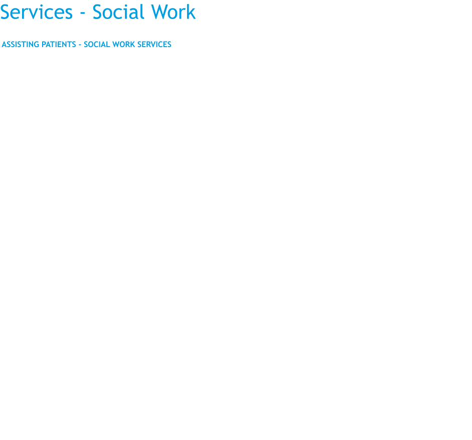 Services - Social Work ASSISTING PATIENTS - SOCIAL WORK SERVICES  Chronic illness may cause you to be out of work for a period of time resulting in reduced or limited income and financial difficulties. If you are dealing with a Workers' Compensation claims and its' bureaucratic system, it may be another source of long term frustration. All the changes you may experience can increase stress in relationships and social situations. It is not common for individuals with chronic illness to experience feelings of anxiety, depression, suicidal tendencies, reduced self-confidence, anger, loss of purpose/identity and control over their situation.  Social worker services expand our ability to assist our patients as they make necessary adjustments in their lives to cope with chronic illness and disability. Our social work services are short term and issue-focused, directed by the needs of the patient. Sessions are focused on helping clients build self-esteem, empowerment and work towards improving their coping abilities when faced with stressful situations or particular problems, tasks, feelings or thoughts.  Social work services are offered at no charge to OHCC patients and their families by face to face sessions, tele-mental health consultations, telephone sessions and support group meetings.  The OHCC social worker is licensed by the State of New York with a Master's degree in Social Work.  To provide a comprehensive approach to assist with the psychological, social and financial difficulties as a result of a work-related or occupational illnesses, our social worker services include:  •	Individual/Family Counseling •	Crisis Intervention •	Patient Education •	Community Resource Referrals •	Stress Reduction •	Support Groups    If you are interested in learning more about these services or want to make an appointment, please call (315) 432-8899 x 126 or 1-844-693-8899.